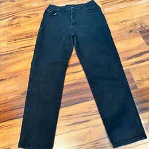 Vintage Lee Original Jeans Black Tapered Leg Women’s 14 Short High Rise USA Made